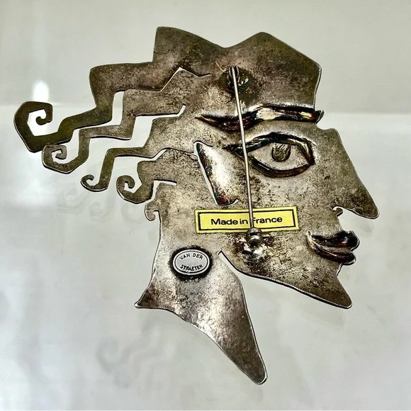 Herve Van Der Straeten Large Woman's Head Brooch - Rare!
